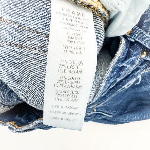 Frame Le Nouveau Straight Dark Wash Denim Jeans Raw Hem LNSL14 Size 26 - Picture 7 of 8